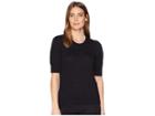 Cece Short Sleeve Puffed Sleeve Jacquard Sweater (rich Black) Women's Sweater