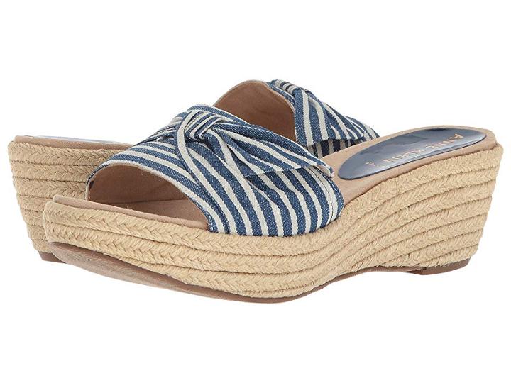 Anne Klein Zandal (navy/white Fabric) Women's Wedge Shoes