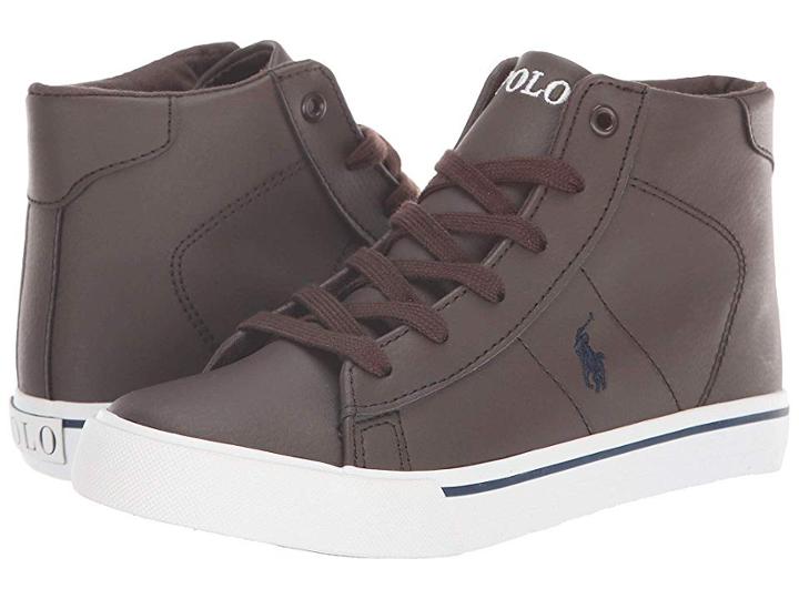 Polo Ralph Lauren Kids Easten Mid (little Kid) (chocolate Tumbled/navy Purple) Boy's Shoes