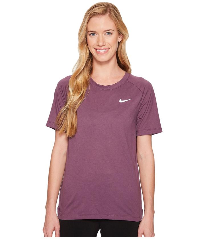 Nike Breathe Short Sleeve Running Top (pro Purple) Women's Clothing