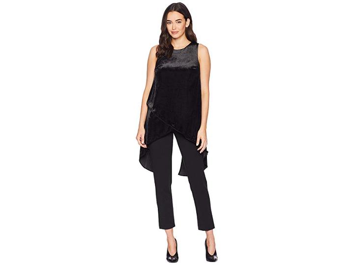Adrianna Papell Knit Crepe Jumpsuit With Velvet Tulip Top (black) Women's Jumpsuit & Rompers One Piece