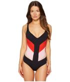 La Perla Color Power Underwire One-piece (black/blush/light Red) Women's Swimsuits One Piece