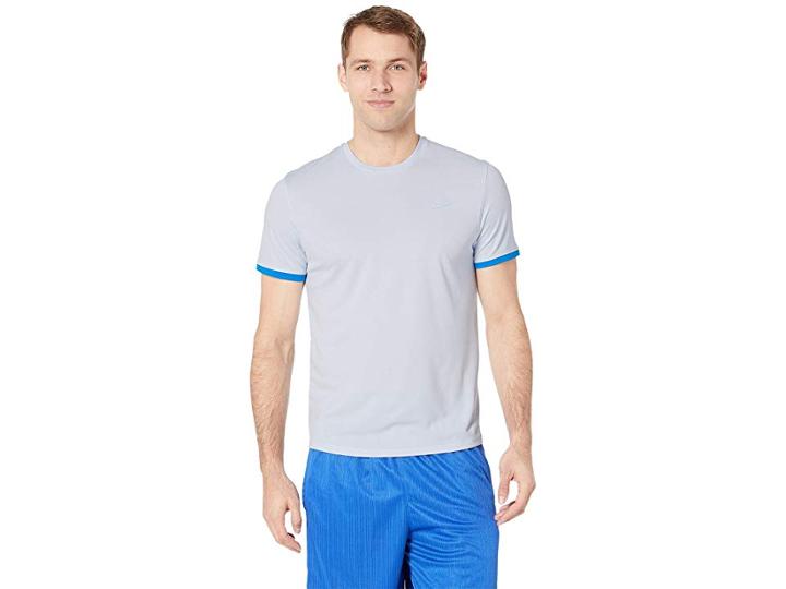 Nike Nikecourt Dri-fit Short Sleeve Tennis Top (half Blue/photo Blue/half Blue) Men's Clothing