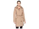 Michael Michael Kors Snap Front Long Belted Quilt Coat M423752gz (truffle) Women's Coat