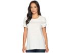 Two By Vince Camuto Short Sleeve Tee W/ Mesh Inset Pompom Trim (new Ivory) Women's T Shirt