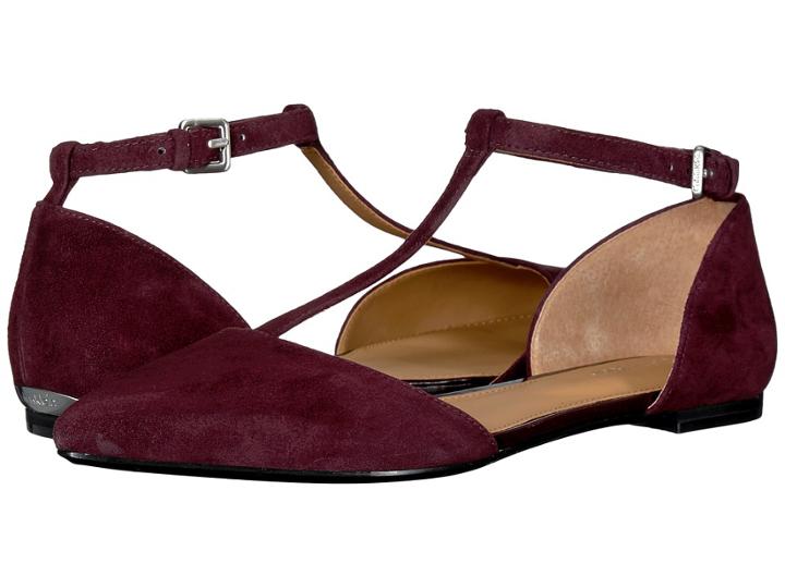 Calvin Klein Ghita Flat (oxblood Kid Suede) Women's Dress Flat Shoes