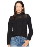 Eci Lace York Long Sleeve Top (black) Women's Clothing