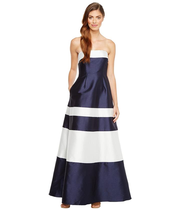 Adrianna Papell Iridescent Faille Ball Gown (midnight/ivory) Women's Dress