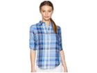 Lauren Ralph Lauren Petite Plaid Cotton Twill Shirt (blue Multi) Women's Clothing