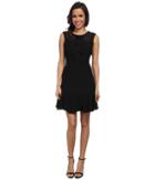 Vince Camuto Short Sleeve Dress W/ Sheer Lace Errb Trim (rich Black) Women's Dress