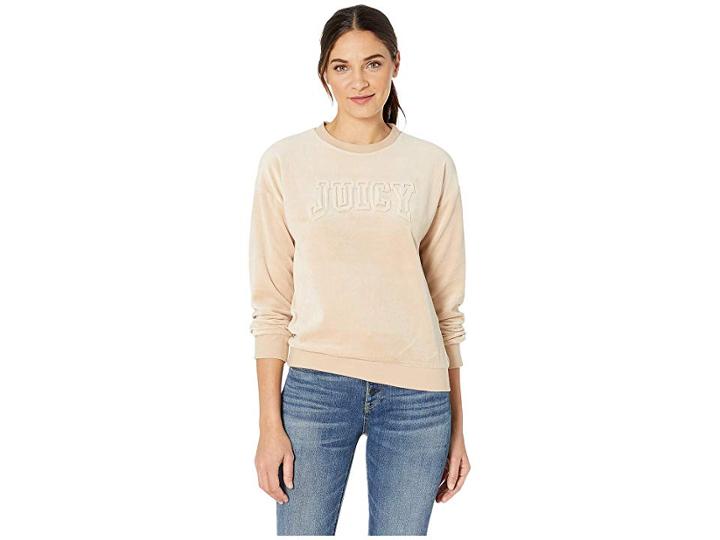 Juicy Couture Juicy Embossed Velour Pullover (camel) Women's Clothing