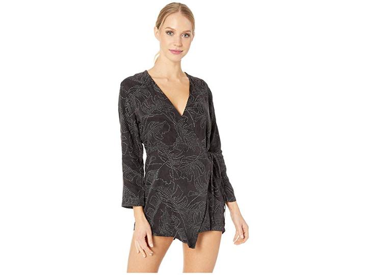 Rvca Negative Printed Wrap Romper (black) Women's Jumpsuit & Rompers One Piece