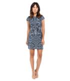 Adrianna Papell Lace And Sequin Cap Sleeve Dress (blue) Women's Dress