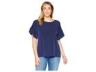 Michael Michael Kors Plus Size Fluter Ruffle Sleeve Top (true Navy) Women's Clothing