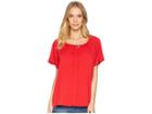 Michael Stars Rylie Rayon Button Up Peasant Top (salsa) Women's Clothing
