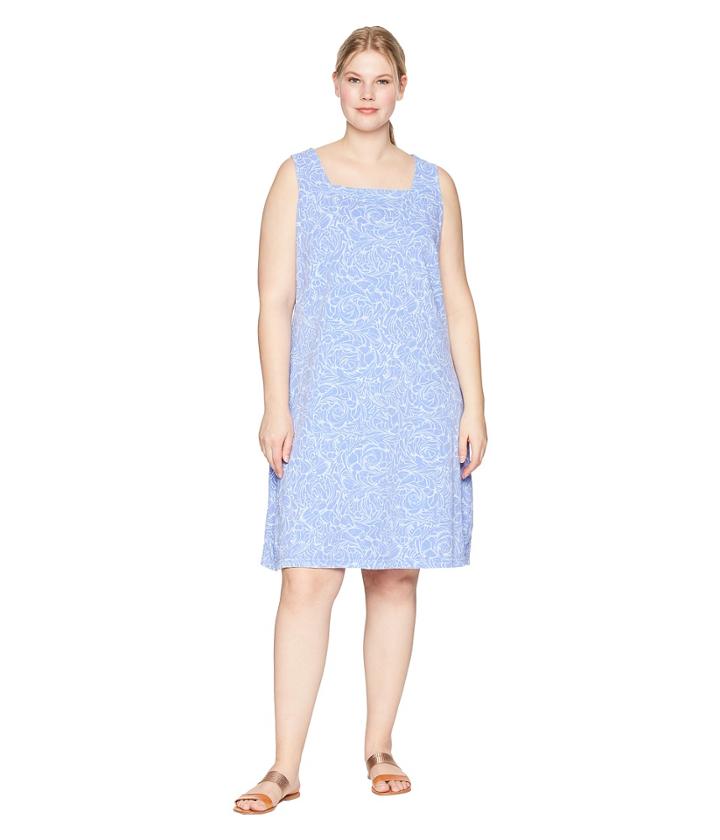 Extra Fresh By Fresh Produce Plus Size Waves Square Neck Dress (peri Blue) Women's Dress