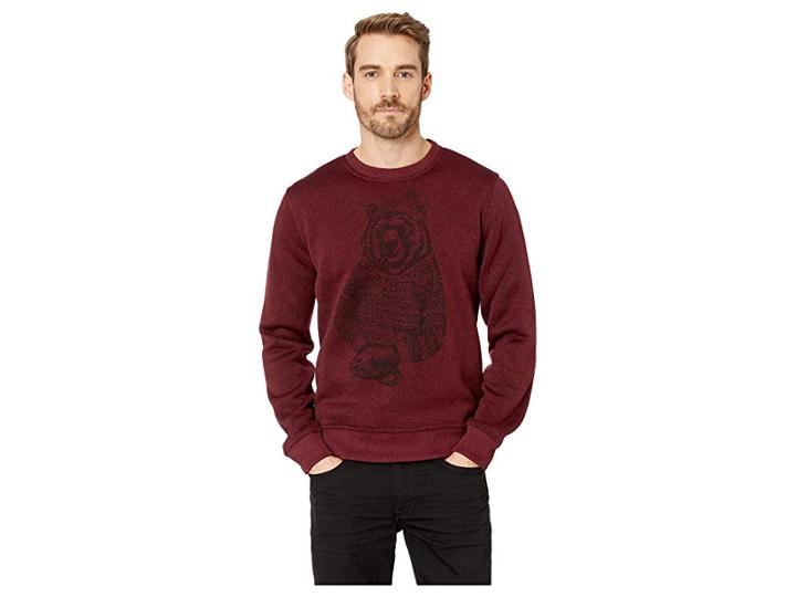 Lucky Brand Fleece Bear Crew Neck Sweatshirt (tawny Port) Men's Sweatshirt