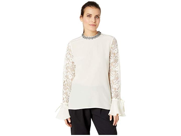 Juicy Couture Silk Mock Neck Top (angel) Women's Blouse