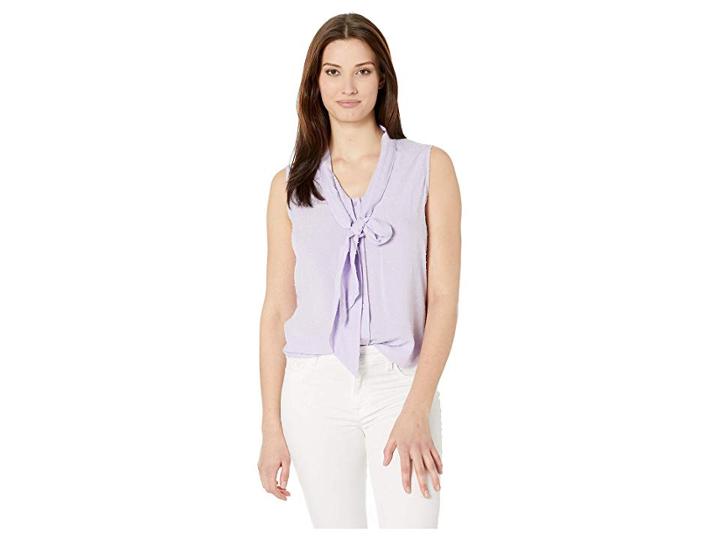 Calvin Klein Sleeveless Tie Neck Top (opal) Women's Clothing