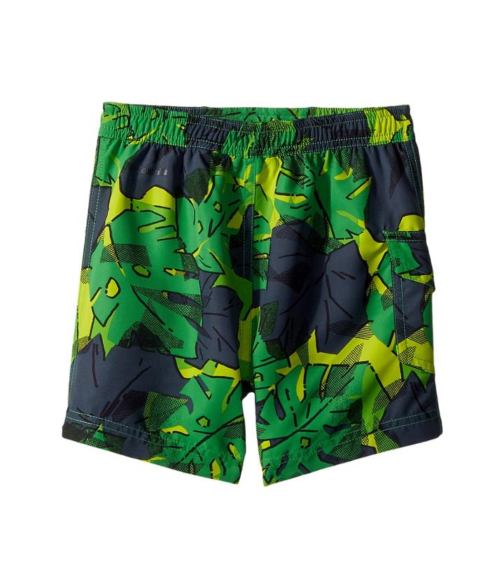 Columbia Kids Solar Streamtm Ii Boardshort (toddler) (cyber Green Palms Print) Boy's Swimwear