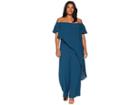 Adrianna Papell Plus Size Off The Shoulder Draped Jumpsuit (midnight Jungle) Women's Jumpsuit & Rompers One Piece