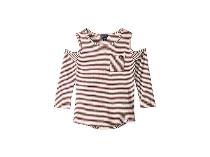 Tommy Hilfiger Kids Cold Shoulder Knit Top (big Kids) (egret) Girl's Clothing
