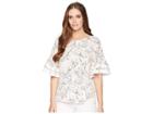Ivanka Trump Printed Shadow Stripe Floral Ruffle Sleeve Blouse (blush/ivory) Women's Blouse