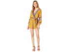 Angie Surplus Front Bell Sleeve Lurex Threads Romper (yellow) Women's Jumpsuit & Rompers One Piece