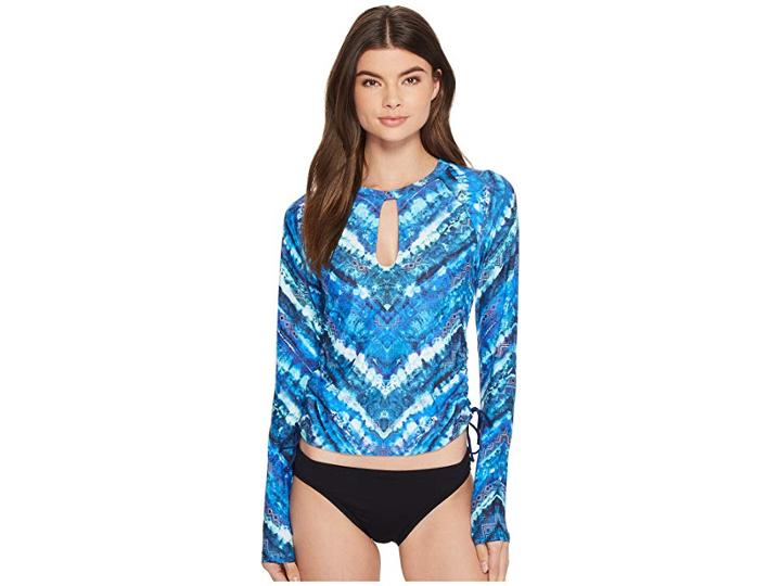 Lucky Brand High Tides Adjustable Long Sleeve Rashguard (ocean) Women's Swimwear