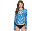 Lucky Brand High Tides Adjustable Long Sleeve Rashguard (ocean) Women's Swimwear