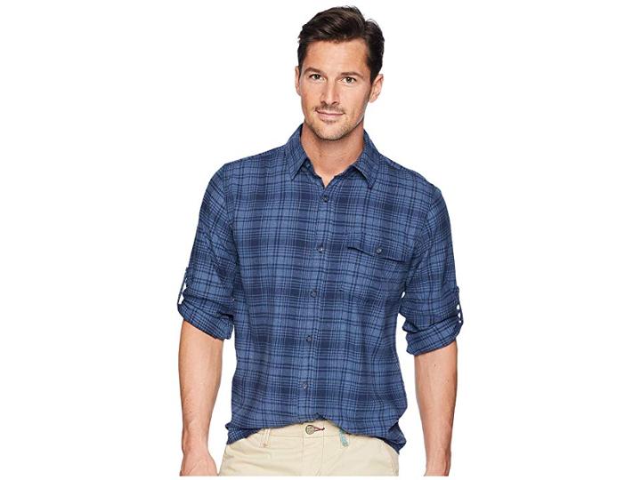 Woolrich Zen Hollow Convertible Sleeve Shirt (alpine Blue) Men's Long Sleeve Button Up