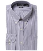 Lauren Ralph Lauren Slim Fit No-iron Cotton Dress Shirt (plum/white 1) Men's Long Sleeve Button Up