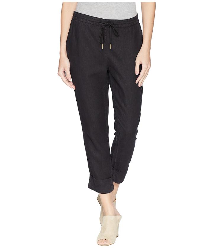 Michael Stars Woven Linen Cuffed Trouser (black) Women's Casual Pants