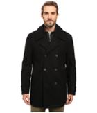 Marc New York By Andrew Marc Cushing Pressed Wool Peacoat W/ Removable Quilted Bib (black) Men's Coat