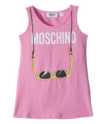 Moschino Kids Logo Sunglasses Graphic Tank Top (little Kids/big Kids) (rosa Pop) Girl's Sleeveless