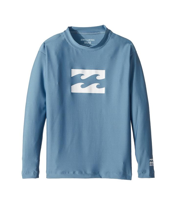 Billabong Kids All Day Wave Loose Fit Long Sleeve Rashgurad (toddler/little Kids/big Kids) (blue Slate) Boy's Swimwear