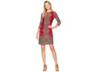 London Times Jewel Box Matte Jersey Shift Dress (red/gold) Women's Dress