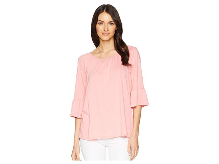 Michael Michael Kors Gathered Sleeve Peasant Top (bright Blush) Women's Clothing