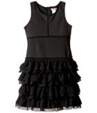 Nanette Lepore Kids Ponte Dress With Chiffon Tulle (little Kids/big Kids) (black) Girl's Dress