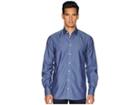 Eton Contemporary Fit Diamond Textured Shirt (navy) Men's Long Sleeve Button Up