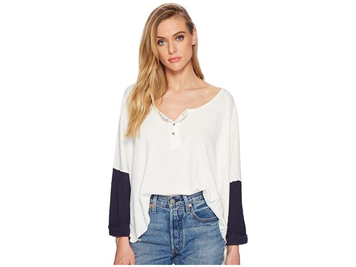 Free People Star Henley (ivory) Women's Long Sleeve Pullover