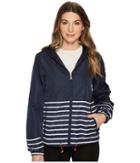Vince Camuto Hooded Short Parka With Contrast Stripes (navy) Women's Coat