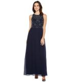 Adrianna Papell Sleeveless Beaded Georgette Gown (midnight) Women's Dress