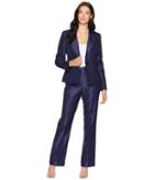 Le Suit Shiny One-button Peak Lapel Pants Suit (navy) Women's Suits Sets