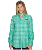 Columbia Bonehead Flannel Long Sleeve Shirt (kelp Plaid) Women's Long Sleeve Button Up