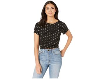 Rvca Kudos Printed Crop Top (black) Women's Clothing