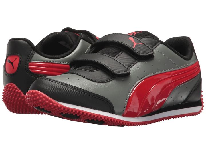 Puma Kids Speed Lightup Power V (little Kid/big Kid) (castor Gray/flame Scarlet) Boys Shoes