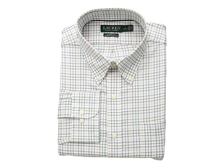 Lauren Ralph Lauren Classic Fit Non Iron Stretch Twill Dress Shirt (teal/bisque) Men's Long Sleeve Button Up