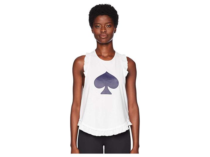 Kate Spade New York Athleisure Ruffle Racerback Tank Top (fresh White) Women's Sleeveless