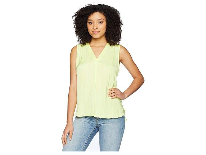 Vince Camuto Sleeveless V-neck Rumple Blouse (island Lime) Women's Blouse